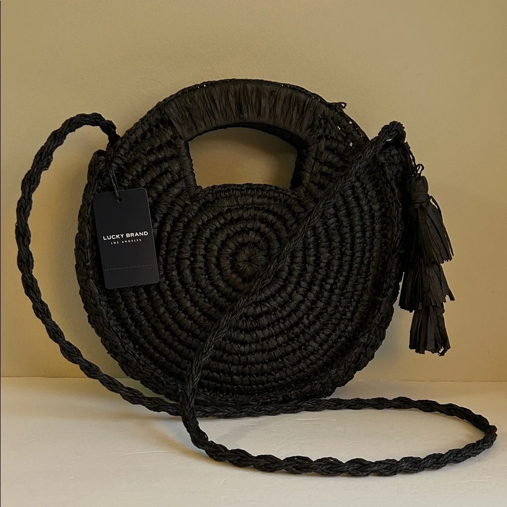 NWT LUCKY BRAND Straw Tassel Crossbody Clutch Bag - Picture 2 of 10